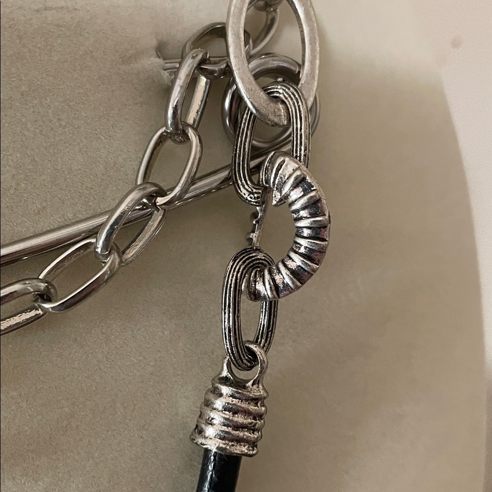 Artisan Silver Statement Necklace with Black Accents - Picture 5 of 8